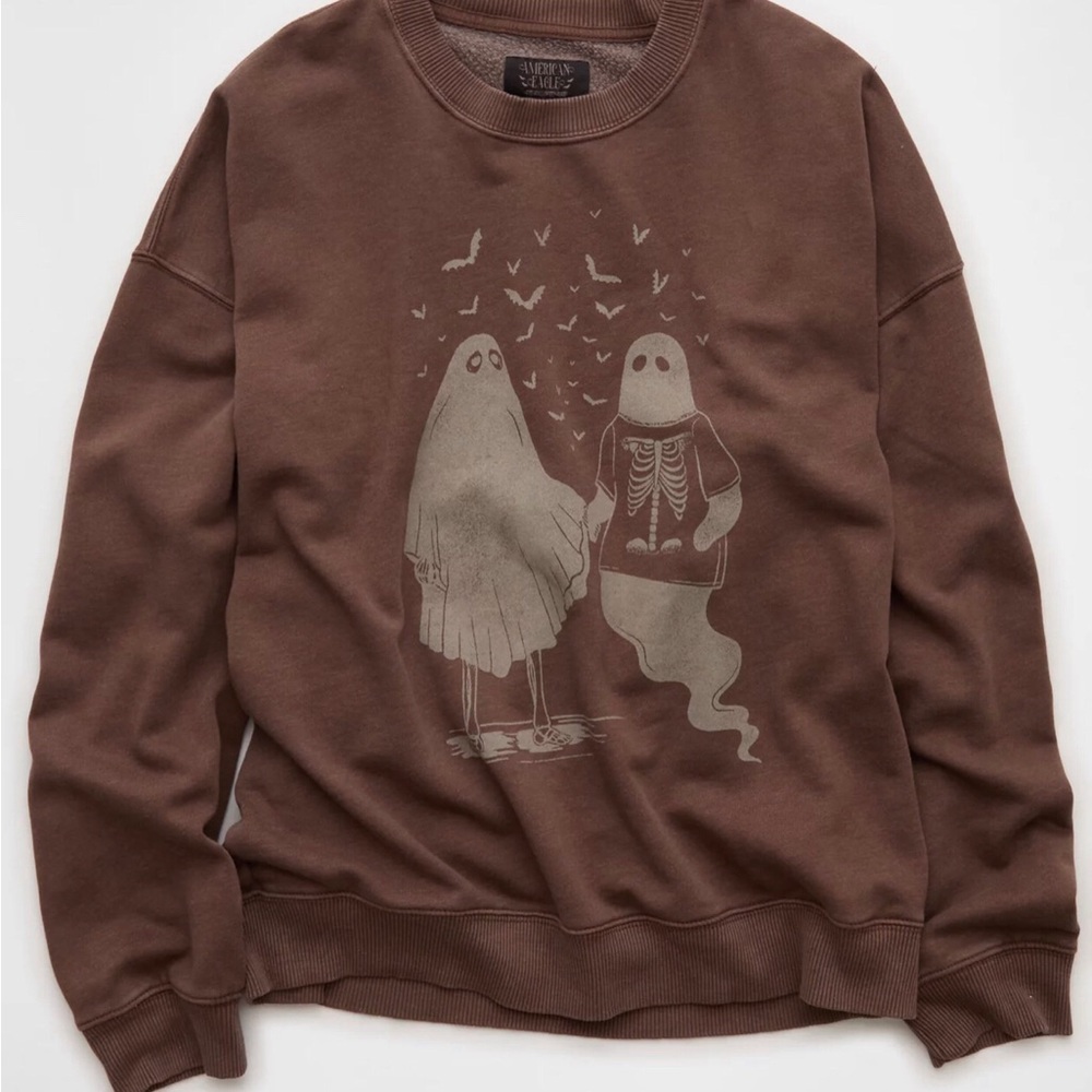 American Eagle Outfitters Brown Ghost Graphic Sweatshirt